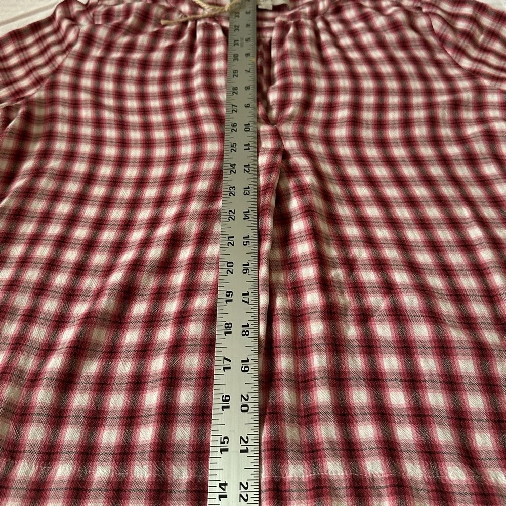 LOFT Burgundy Plaid V-Neck Blouse - Picture 4 of 8